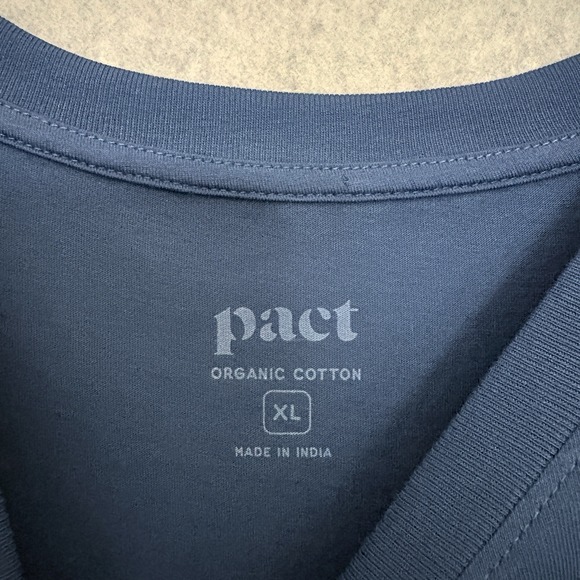 Pact 100% Organic Cotton T Shirt Dress Size XL Minimalist Casual Pocket Navy - Picture 7 of 9